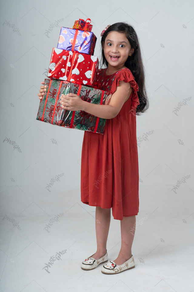 Bangladeshi happy child with birthday gift box