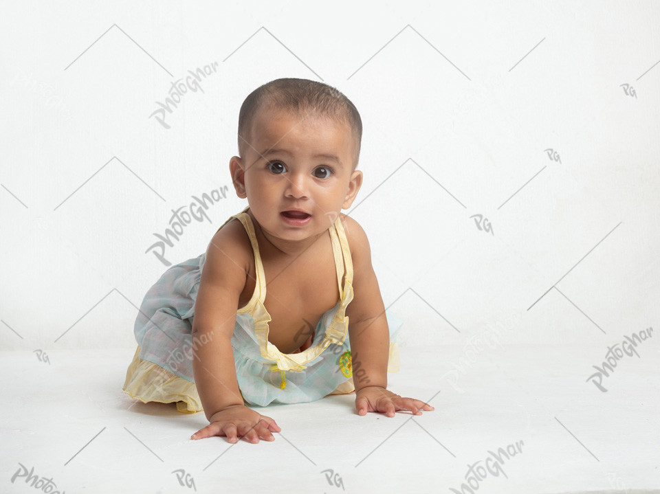 Adorable baby crawling