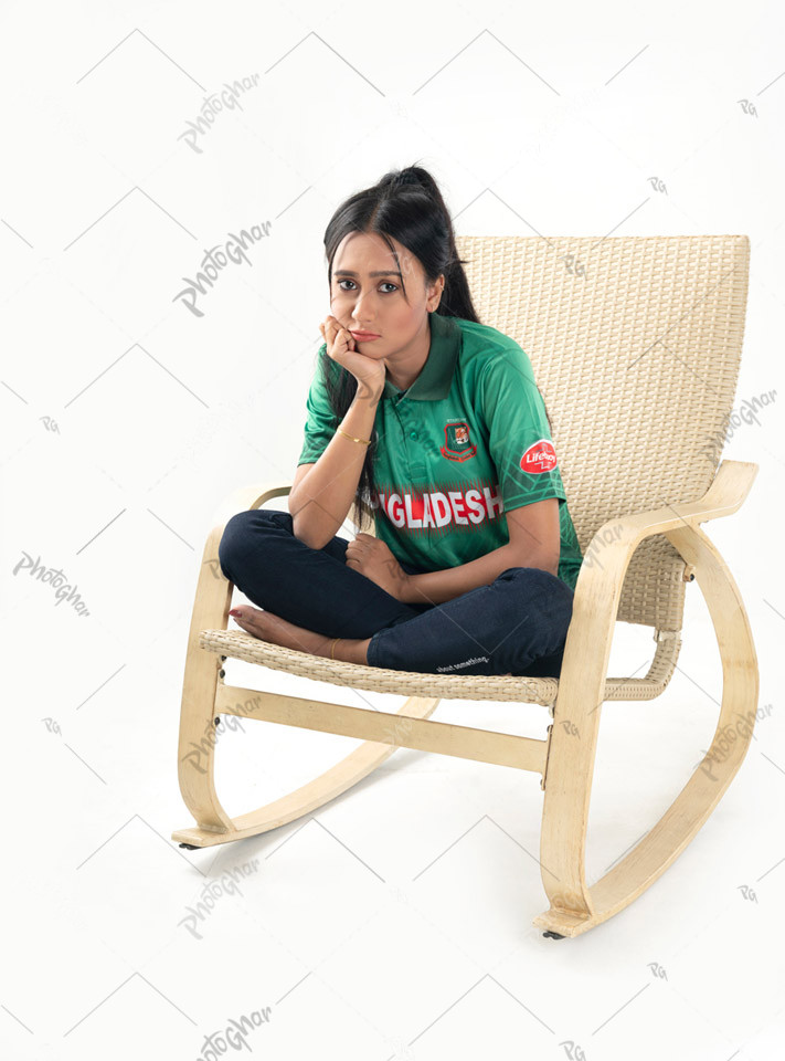 Bangladeshi woman cricket supporter feeling upset