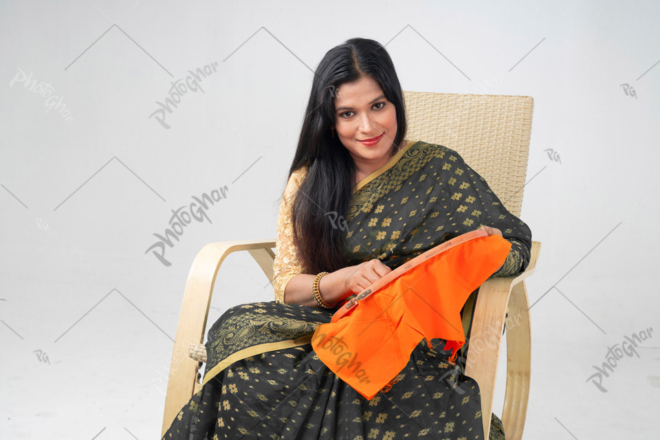 Bangladeshi woman doing Embroidery Work