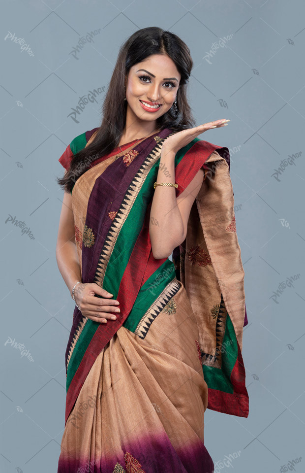 Bangladeshi woman showing empty hand palm