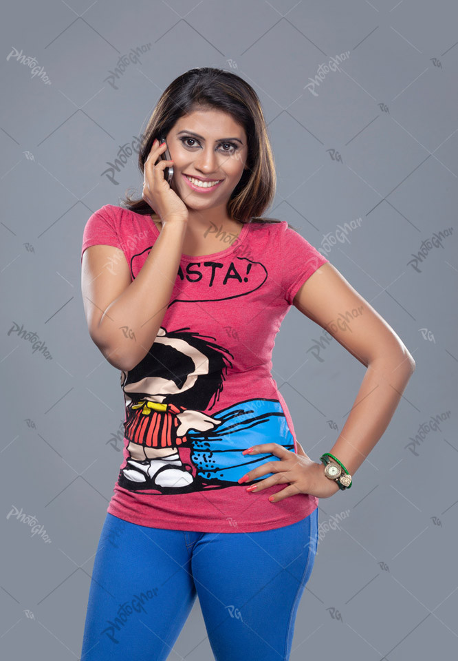 Bangladeshi woman talking on phone