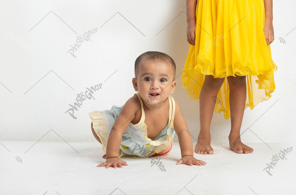 Beautiful baby trying to crawl