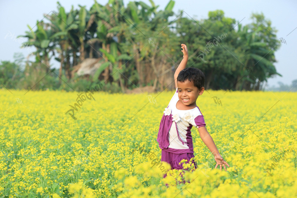 Beautiful child running and smiling