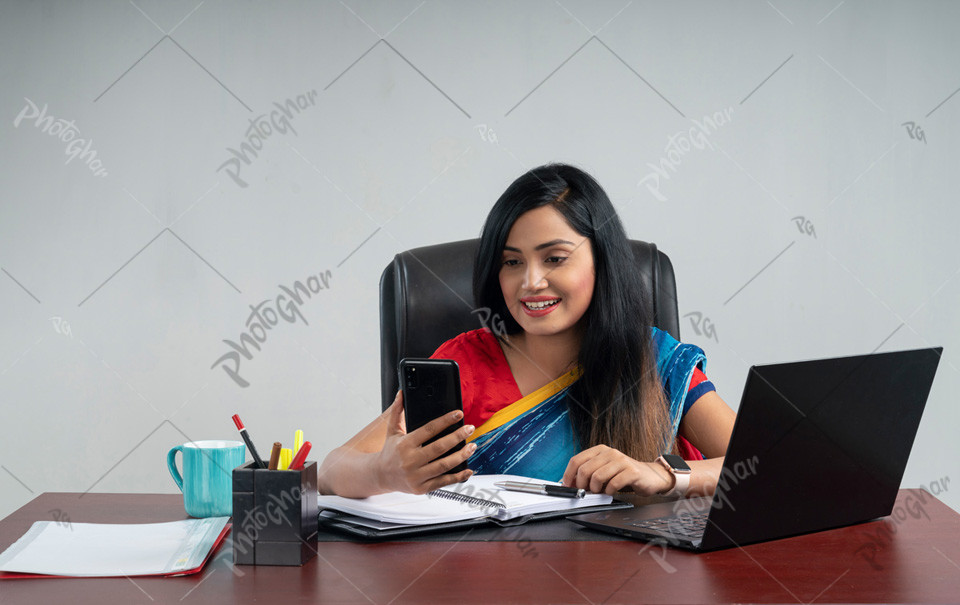 Best woman employee at office desk