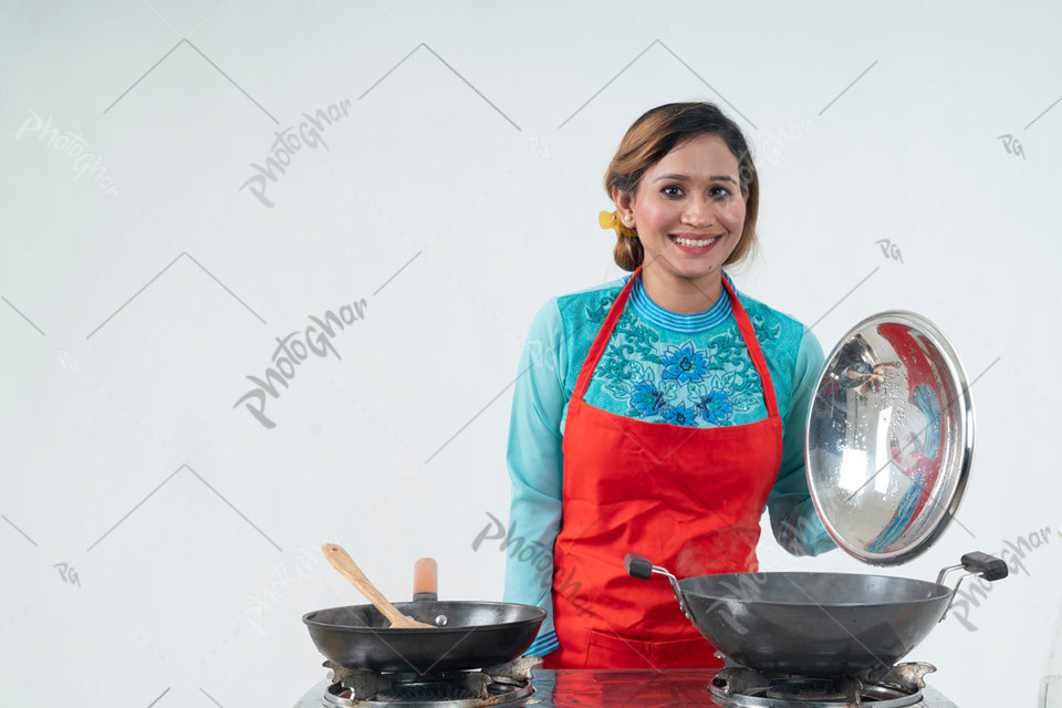 Cheerful woman enjoying food taste