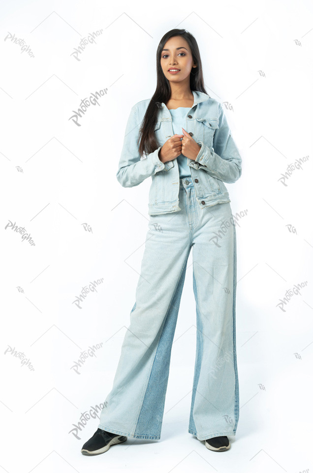 Confidence woman jeans model