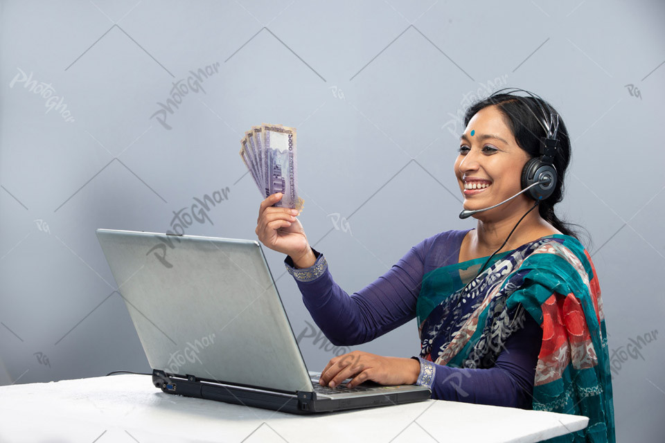 Confident Woman Offering Cash-Out Services