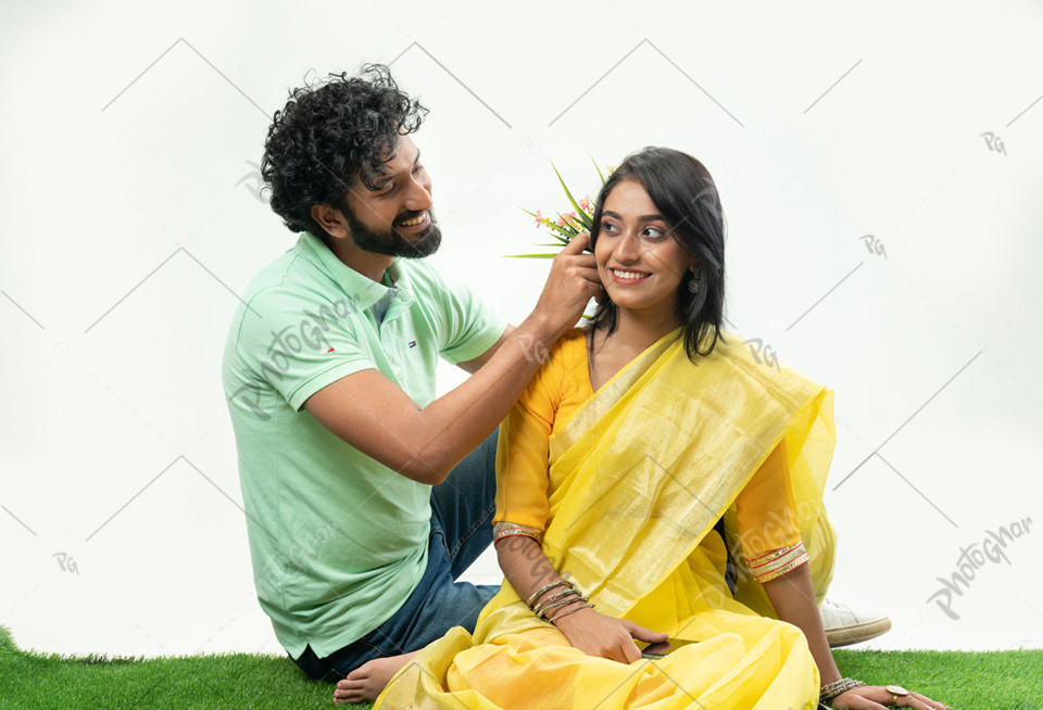 Couple celebrating pohela falgun