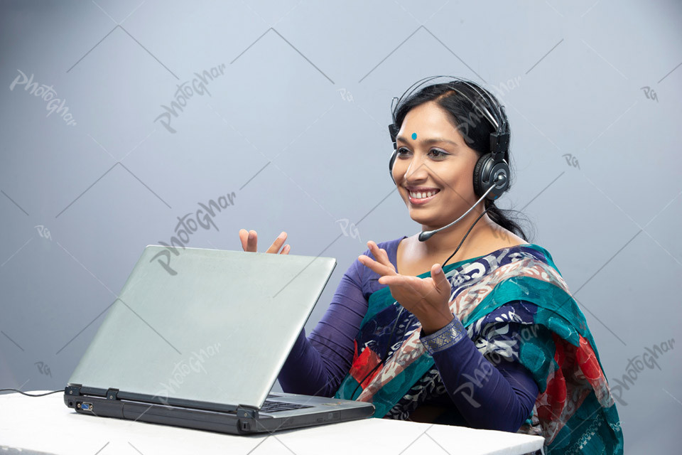 Customer care service center woman