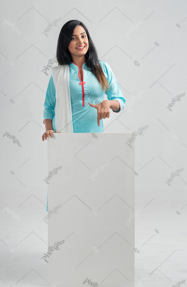 Cute Bangladeshi woman with placard