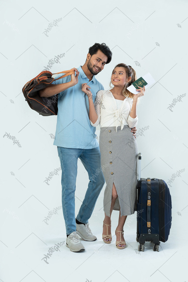 Enjoying Couple Ready for Travel Adventure