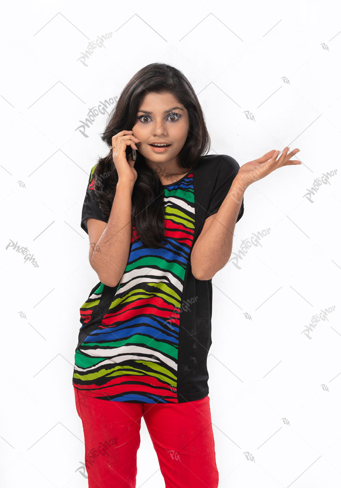 Excited girl talking on phone