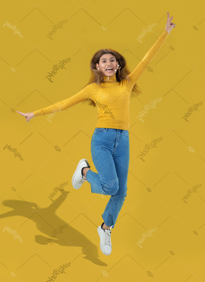 Excited young woman with shocked