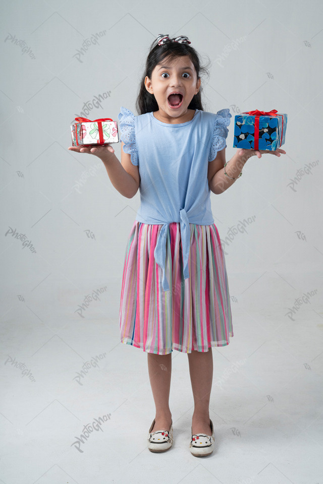 Exhilarated kid getting some gift box