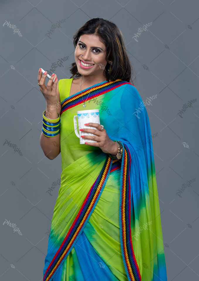 Fantastic young woman holding water mug