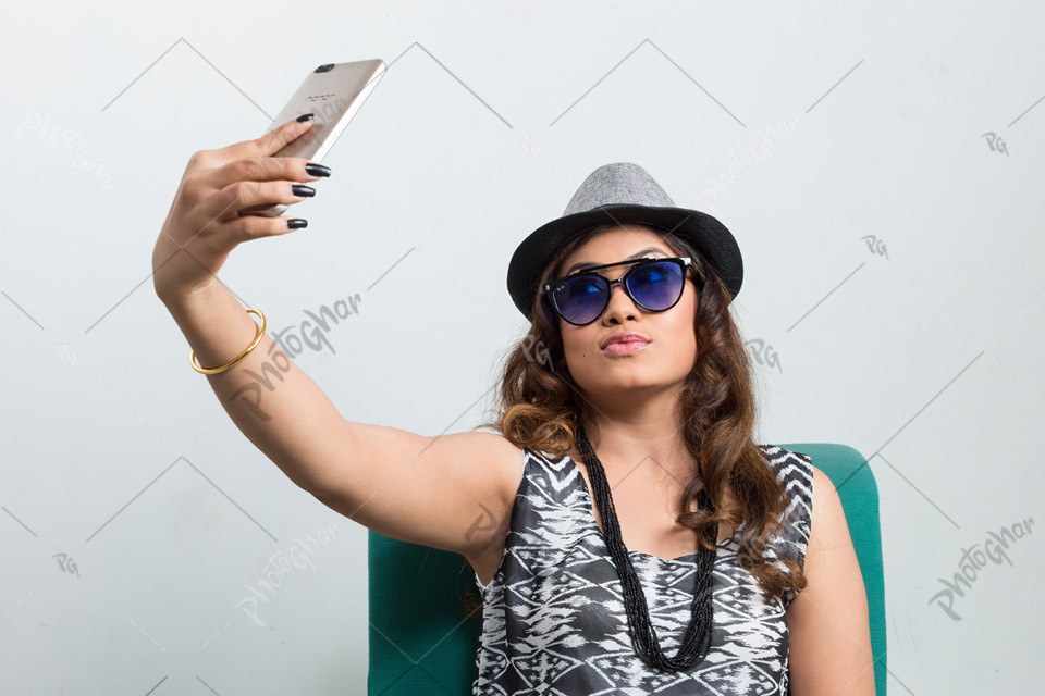 Female tourist taking selfie