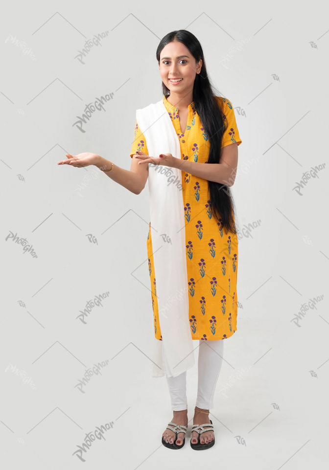 Happy Bangladeshi woman with straight hair