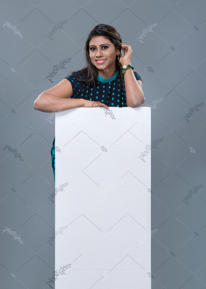 Happy Woman with Blank Placard