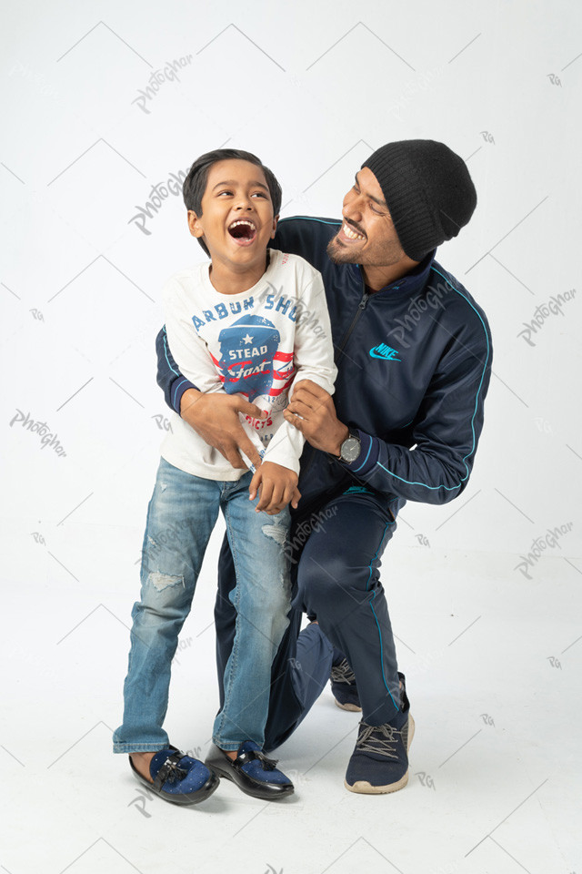 Happy moment of a father and son