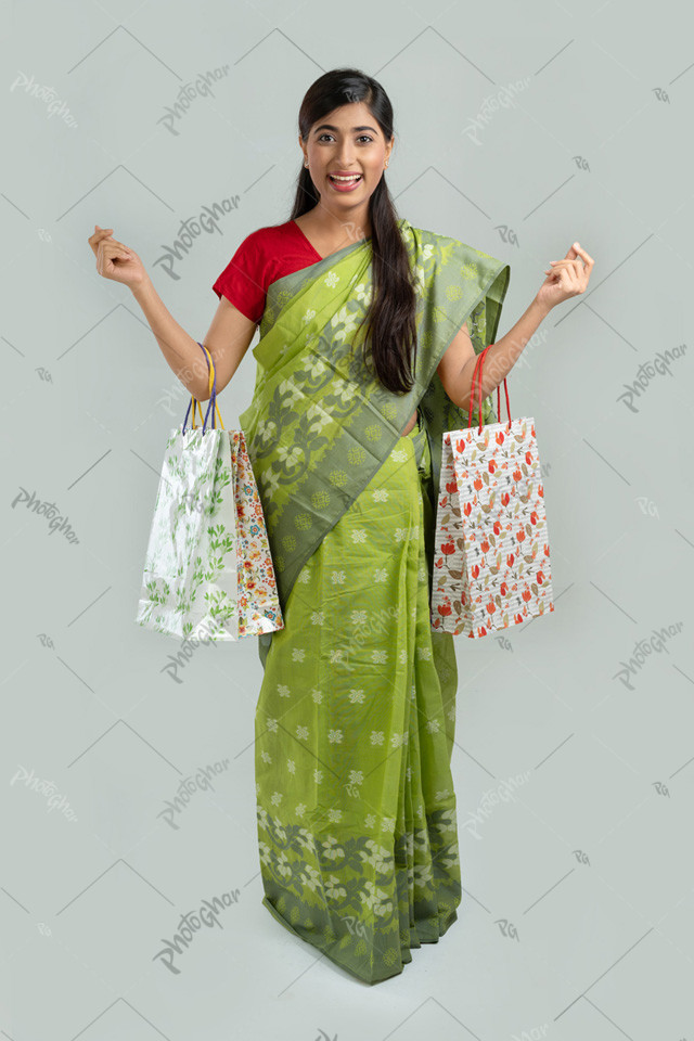 Happy woman with shopping bags