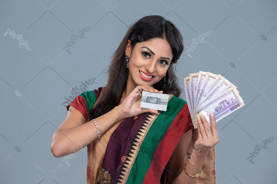 Housewife cashing out some thousand bank note