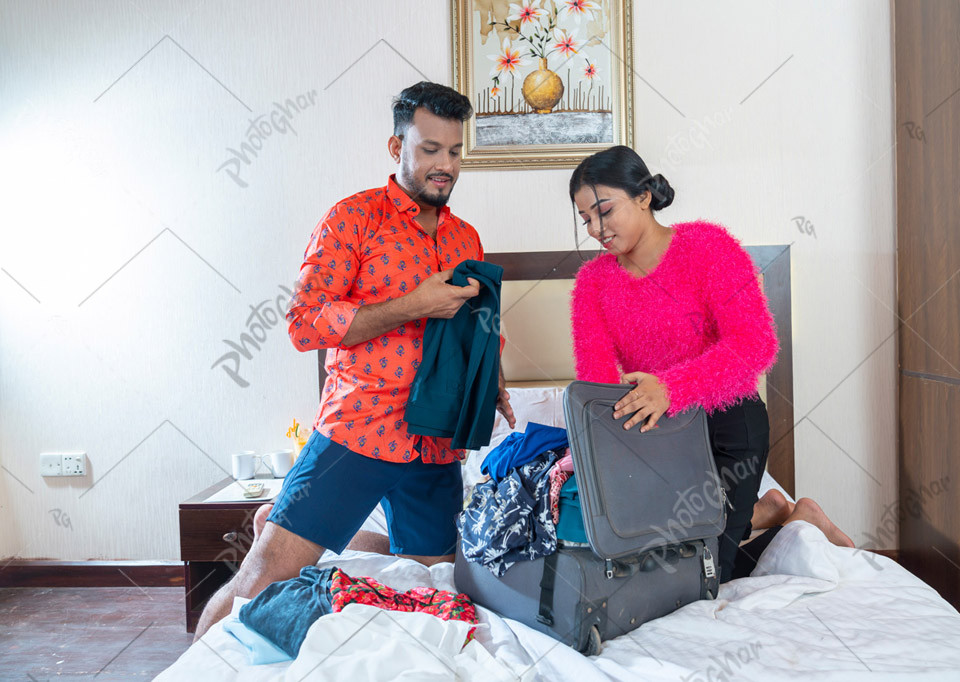 Joyful Couple Getting Ready to Travel