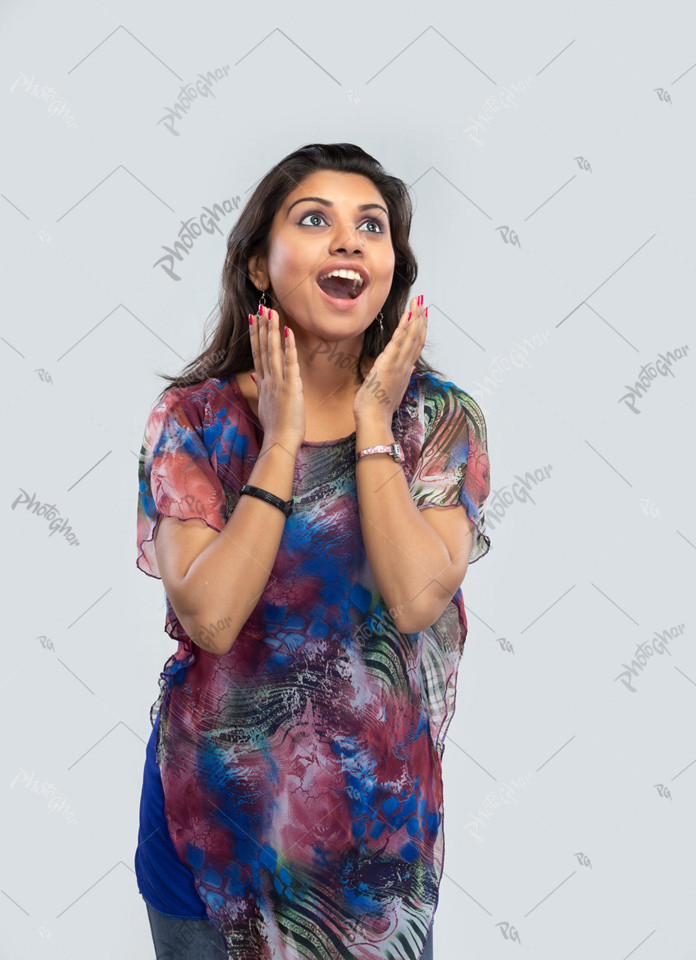 Portrait of excited woman