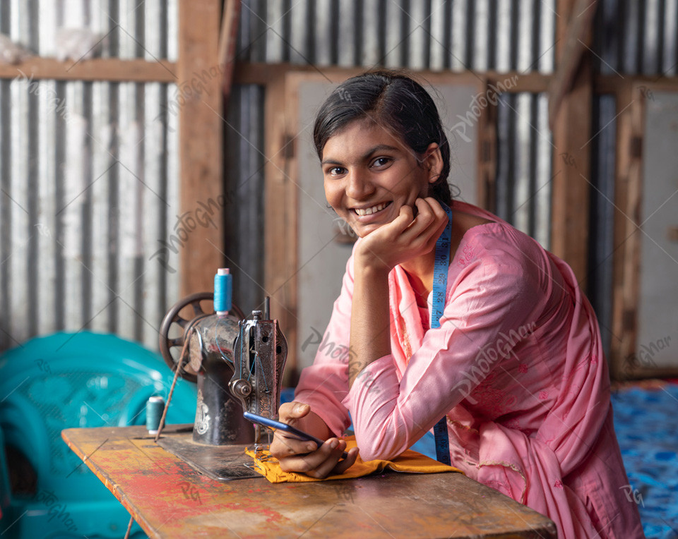 Rural entrepreneur of Bangladesh sewing machine