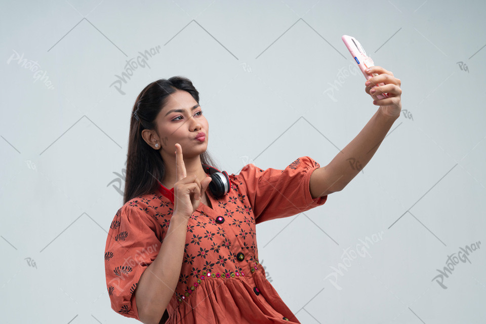 Selfie expression of beautiful young girl