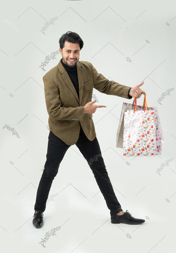 Shocked businessman pointing