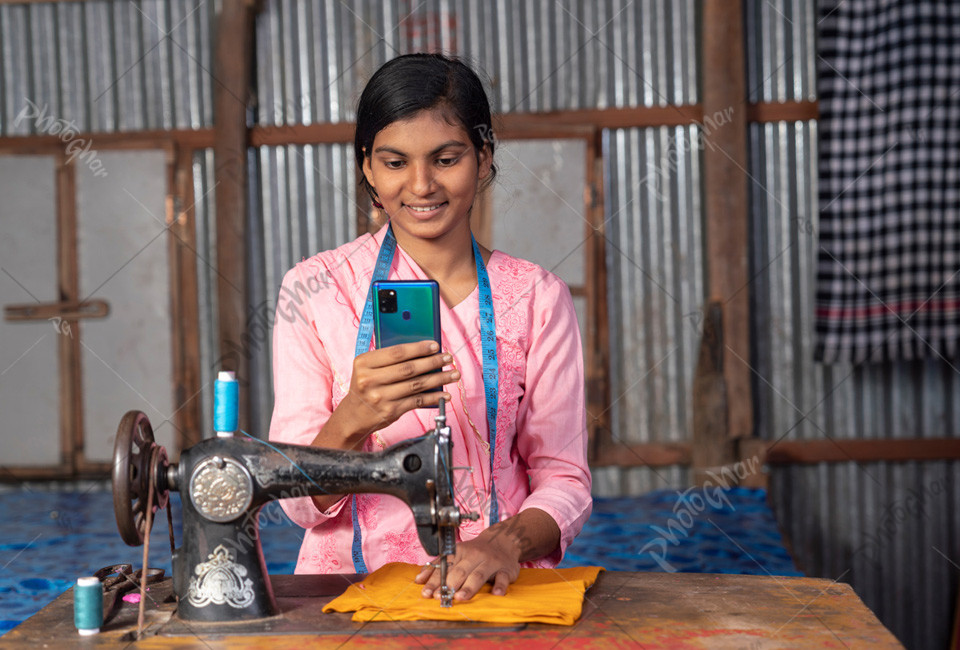 Smiling teenage girl of Asia talking