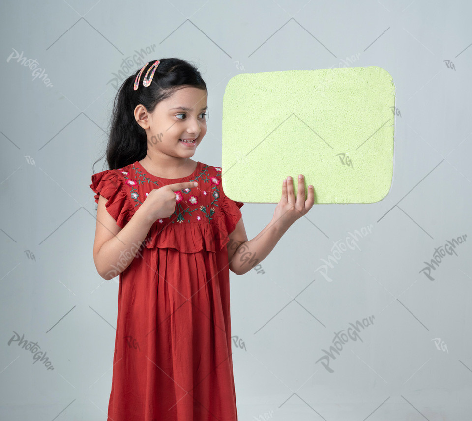 Teenager girl in a flag with yellow color cutout