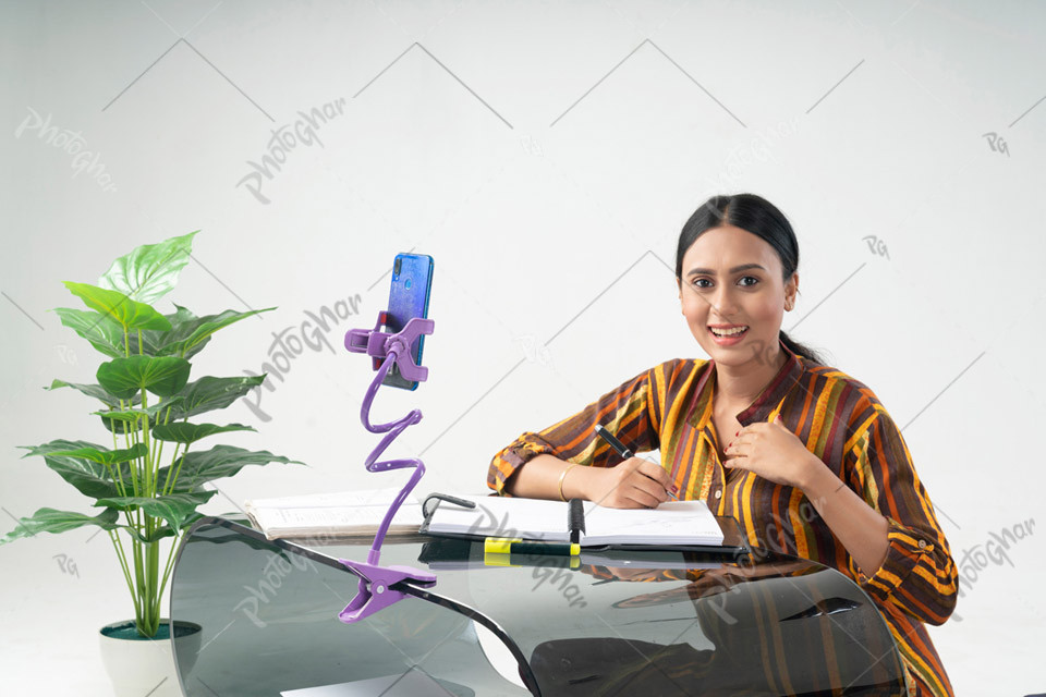 University Student Attending Online Class on Smartphone