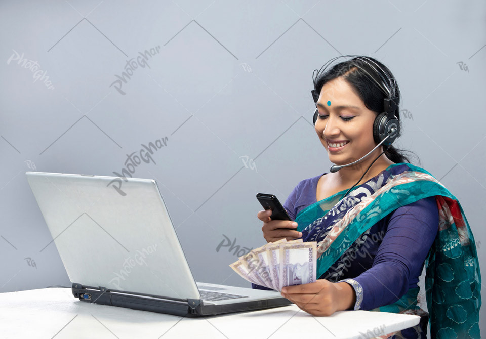 Woman at customer care service center