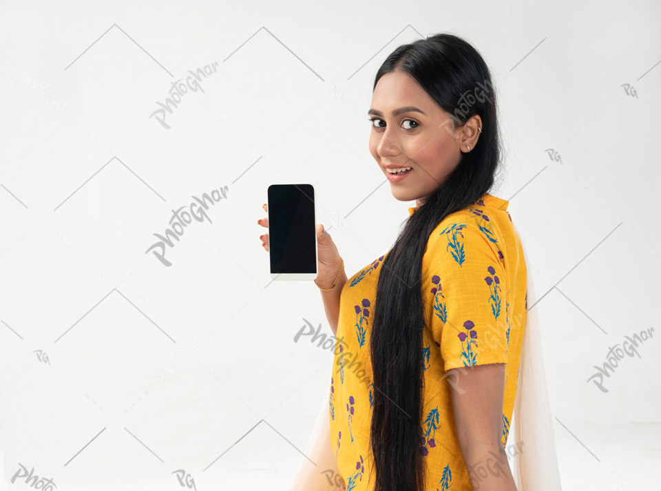 Woman displaying phone