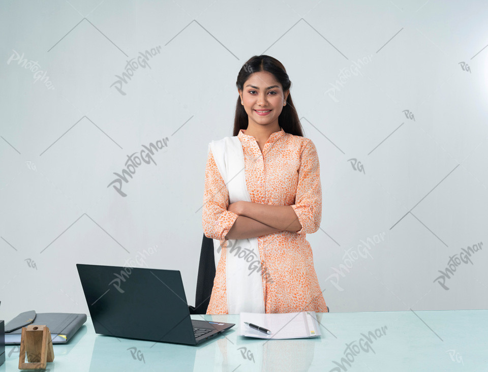 Woman freelancer of Bangladesh using a Laptop