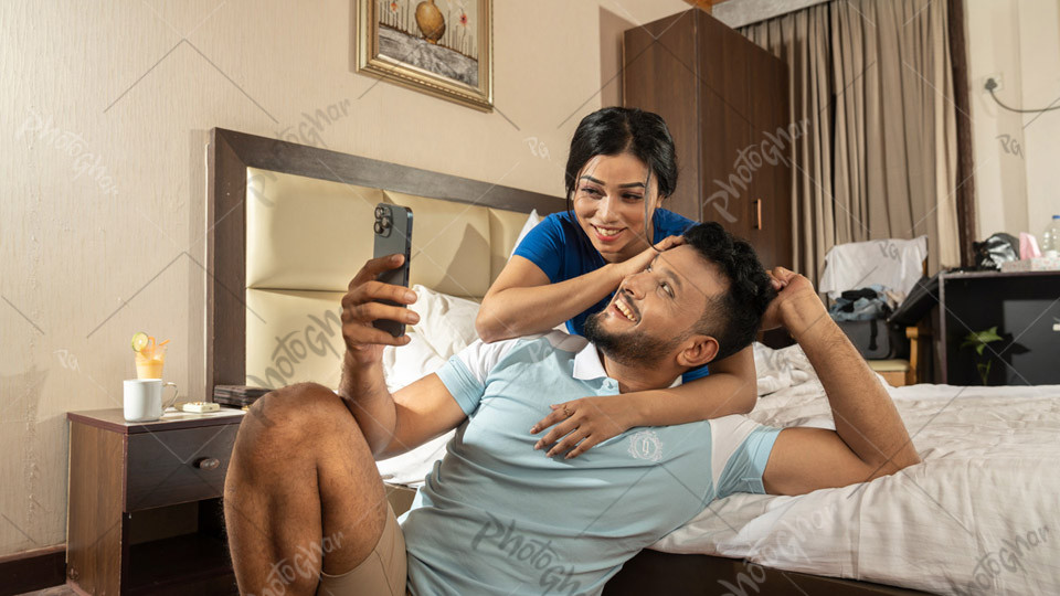 Young Couple Enjoying in Luxury Room