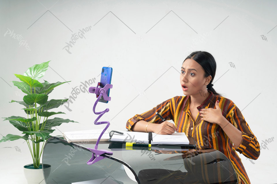 Young Student Attending Online Class with Smartphone