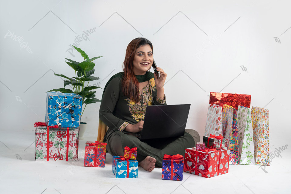 Young Woman Enjoying E-commerce Discounts