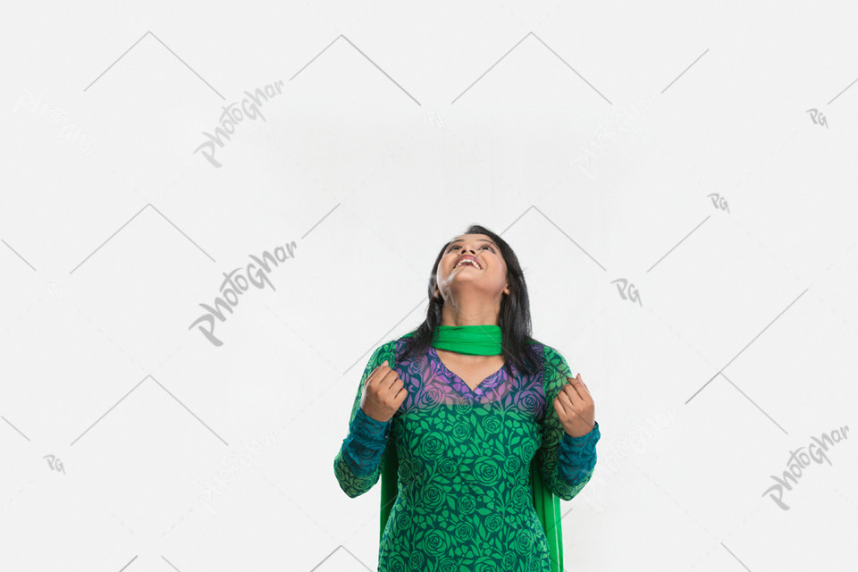 beautiful Bangladeshi woman looking up