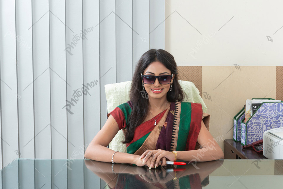 businesswoman sitting at office