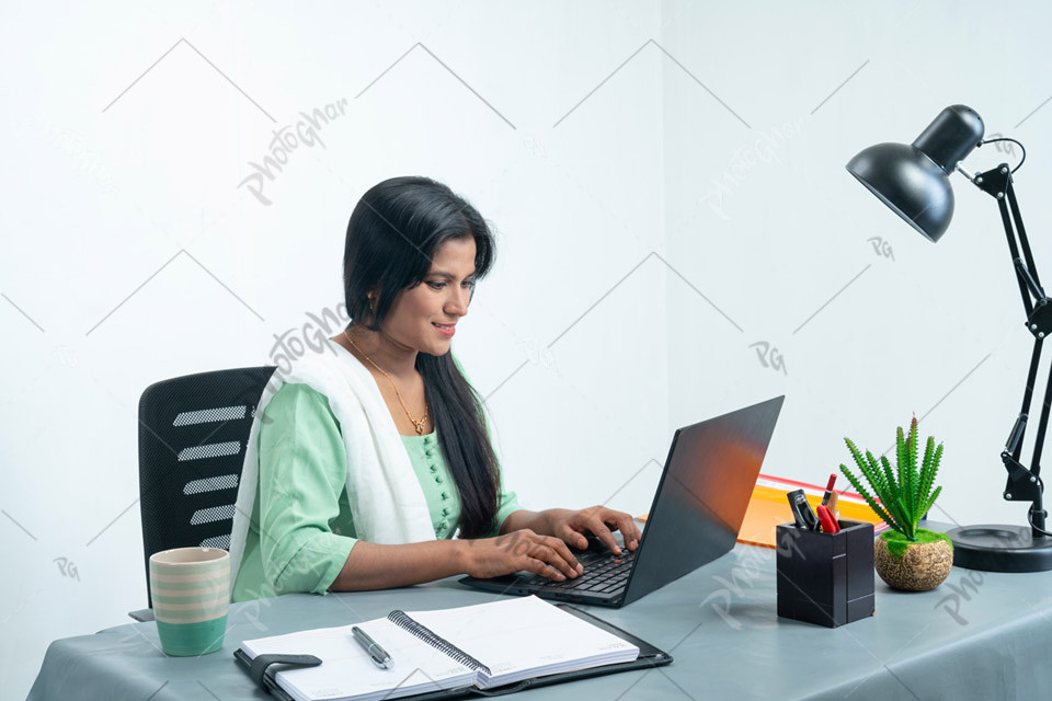 businesswoman working on laptop