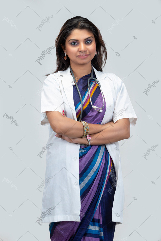 confidence woman doctor wearing apron