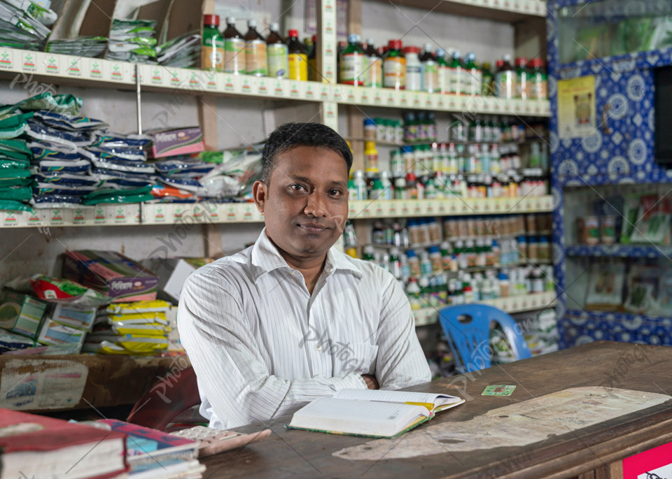 shopkeeper at Growel seeds, fertilizers and pesticides store