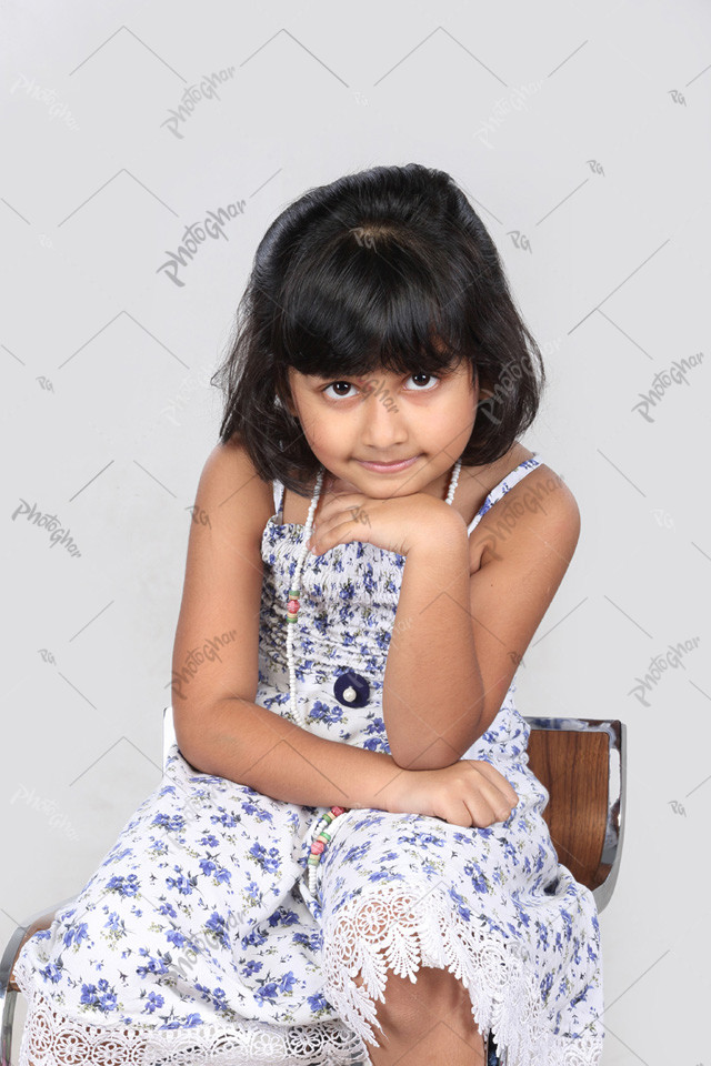 thinking cute child girl