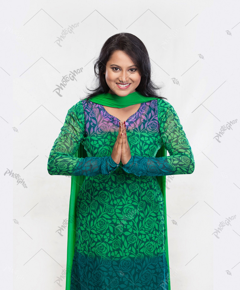 woman greeting in hindu ritual