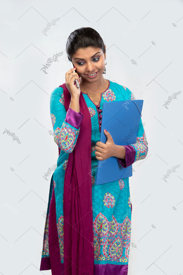 young adult female girl holding office files